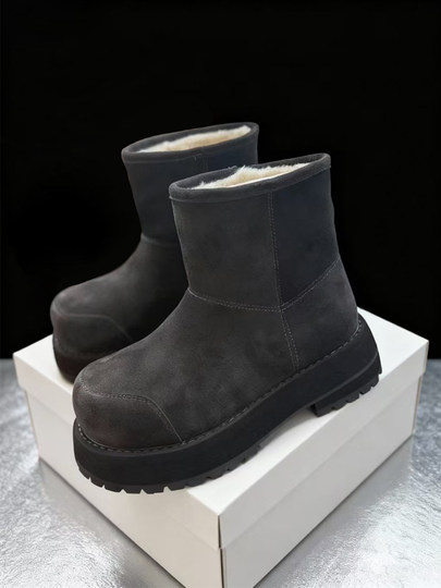 欧洲站加绒厚底雪地靴女冬季新款保暖防寒棉鞋子冬靴东北户外棉靴