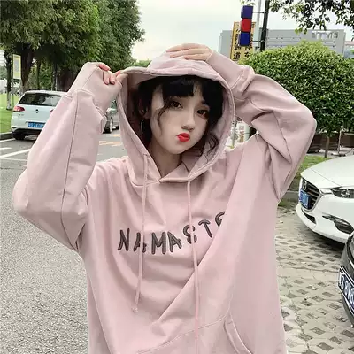 waitmore hooded sweatshirt women's 2019 new spring and autumn thin loose student ins tide super fire cec jacket