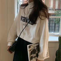 Sweatshirt Women 2019 New Cool Girls Short Half Zipper Thin Top Joker Loose Loose Early Autumn Short Top Tide