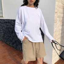 Cotton long sleeve T-shirt female 2019 new early autumn loose Korean students wild bf wind inside base shirt jacket