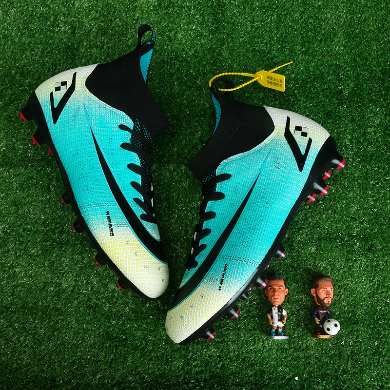 C ro high cylinder football shoes male and female assassins long nail AG broken nails TF children student boy CR7 training match light