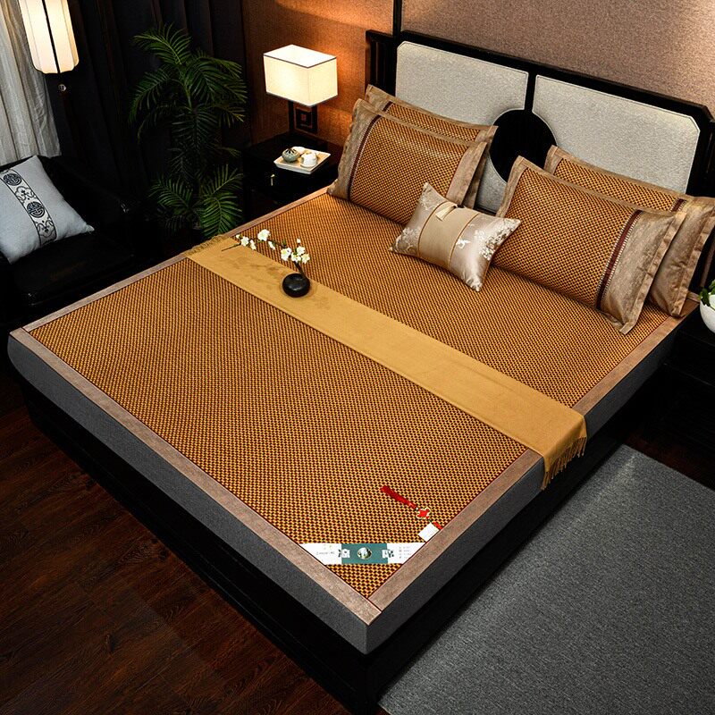 Ancient rattan mat kit thickened double-sided folding 1 8m air-conditioning mat summer mat home single mat ice silk bed mat