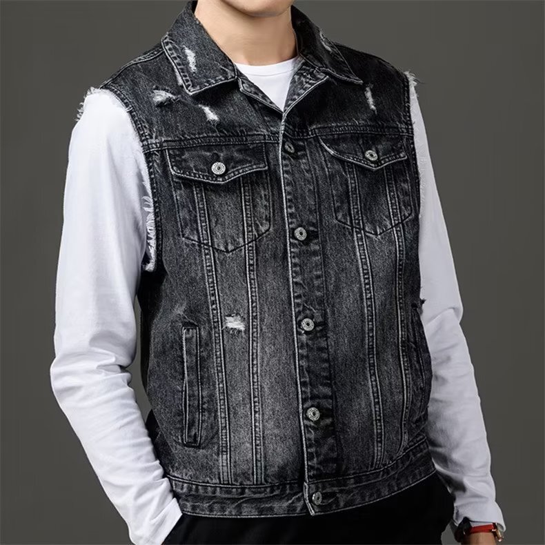 Trendy Versatile Stylish Denim Vest Men's Autumn Slim Fit Sleeveless Jacket