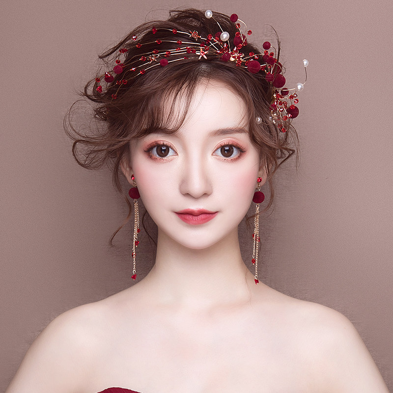 Bridal headdress new red forest department super fairy beauty simple hair accessories Wedding dress toast dress Wedding accessories women
