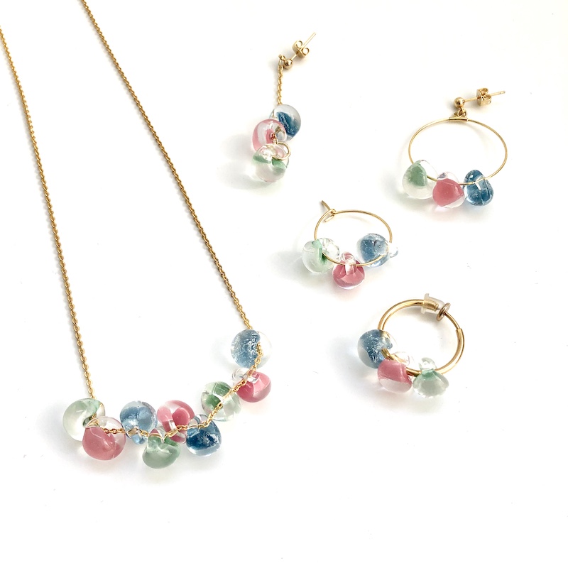 SHUNA "If Peach" New American teardrop Angel Teardrop Refreshing Earrings Ear Clip Necklace Collar