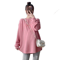 Maternity autumn sweatshirt high-end versatile and fashionable 2024 new spring large size loose casual top mid-length