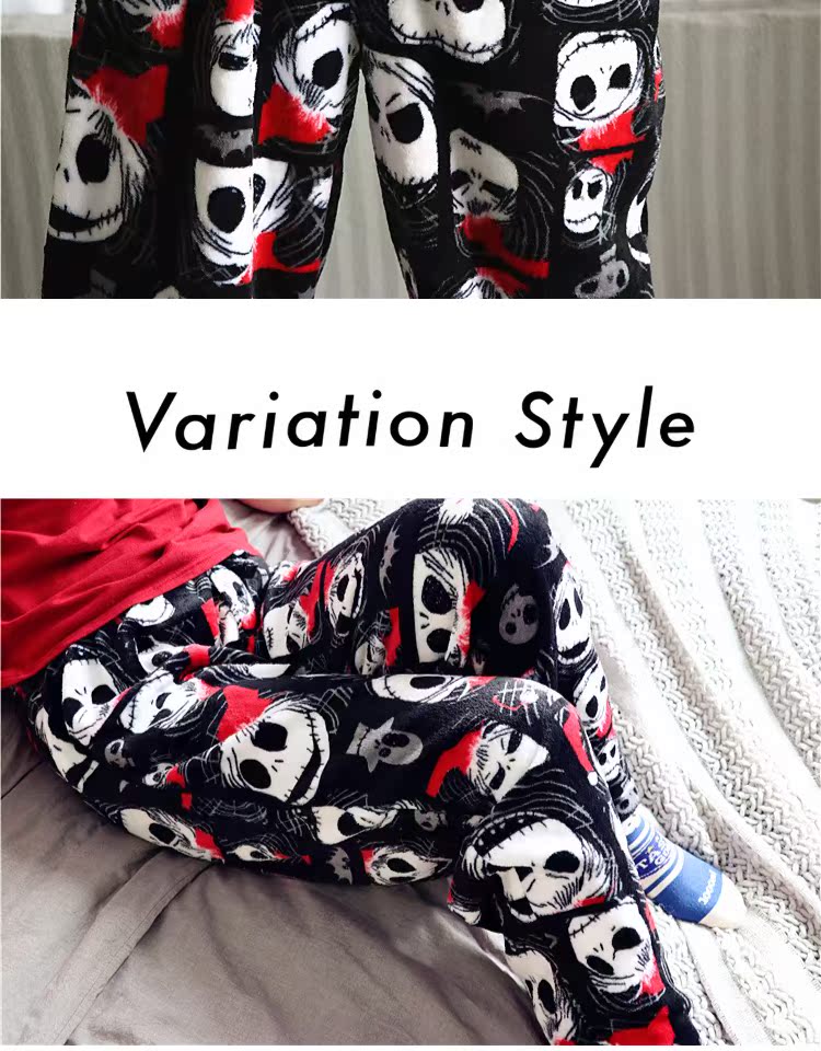 Cartoon nhung nhung Jack trend xu hướng cá tính quần ngủ nam quần nhà lỏng mùa thu và mùa đông nhà bố mẹ quần quần kaki nam đẹp