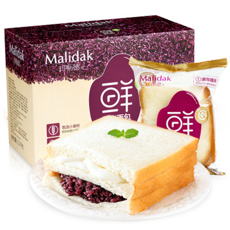 Maude Purple Rice Cheese Sliced ​​Sandwich Toast Bread Breakfast Zero Food Nutritional Sandwich FCL 1100g