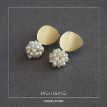 2021 new fashion geometric irregular natural pearl ear clip ear stud earrings female models without ear holes mosquito-repellent coil ear clip