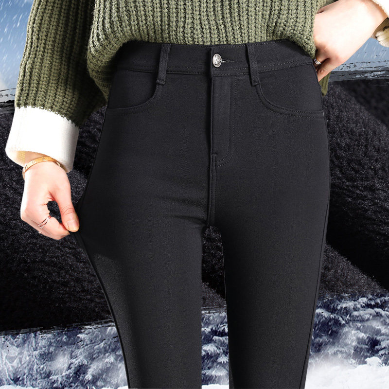 Inner Hitch Pants Winter Women Plus Suede Thickening External Wear Autumn Winter 2021 New High Waist Black Pants Pencil Small Feet Black Pants