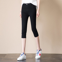 Three-point pants womens summer thin section 2021 new high waist thin tight eight-point small black leggings women wear outside