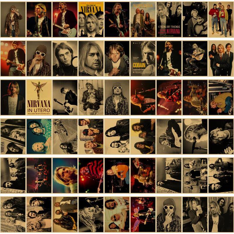 Chinese and Western Rock Band Posters Hip-Hop Pop Folk Rock Star Singer Kraft Paper Retro Decorative Wall Stickers