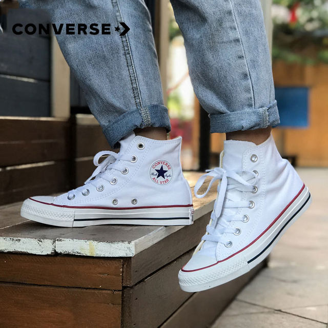 CONVERSE ເກີບຜ້າໃບສູງ Converse ເກີບຜູ້ຊາຍເກີບແມ່ຍິງ 2024 summer sneakers ໃຫມ່ຄລາສສິກເກີບສີຂາວ 101009
