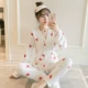 Bộ đồ ngủ kimono Nhật Bản của phụ nữ mùa thu và mùa hè cotton mỏng có thể được mặc áo dài tay ngọt ngào và đáng yêu phù hợp với mùa xuân và mùa thu nhà