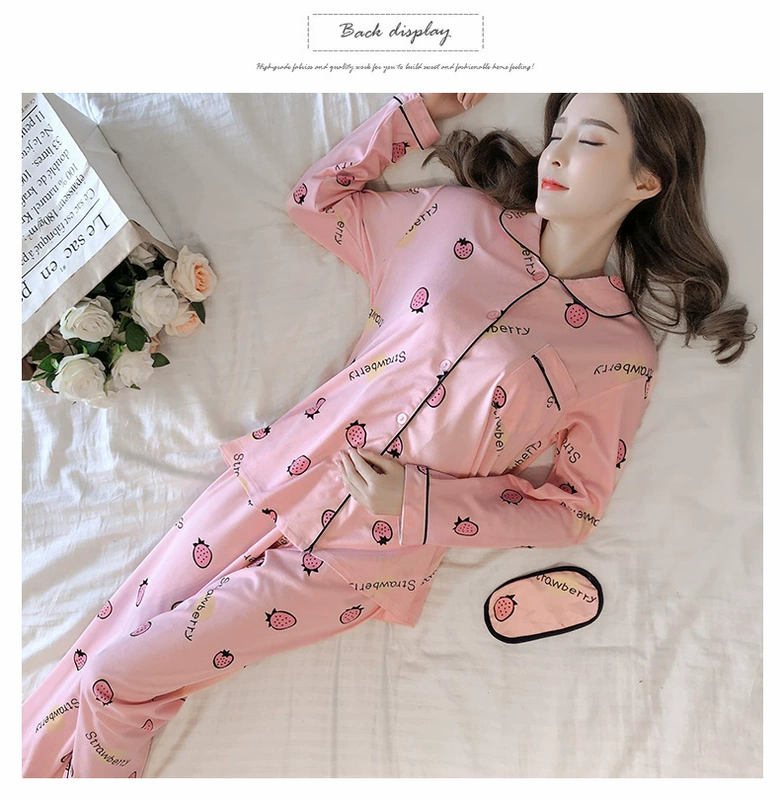 Bộ đồ ngủ nữ mùa xuân và mùa thu cotton dài tay áo len mỏng phiên bản Hàn Quốc của bộ đồ XL nữ tháng phục vụ tại nhà quần áo ngủ nữ mùa hè
