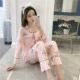 Bộ đồ ngủ mùa xuân hè hè của phụ nữ quần dài tay cotton mỏng có thể mặc bên ngoài bộ đồ cotton phục vụ trong nhà thời trang mặc nhà nam nữ