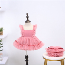 Girl's net red suit baby's birthday princess dress one year old dress unkempt skirt girl's one-year-old foreign style two-piece set