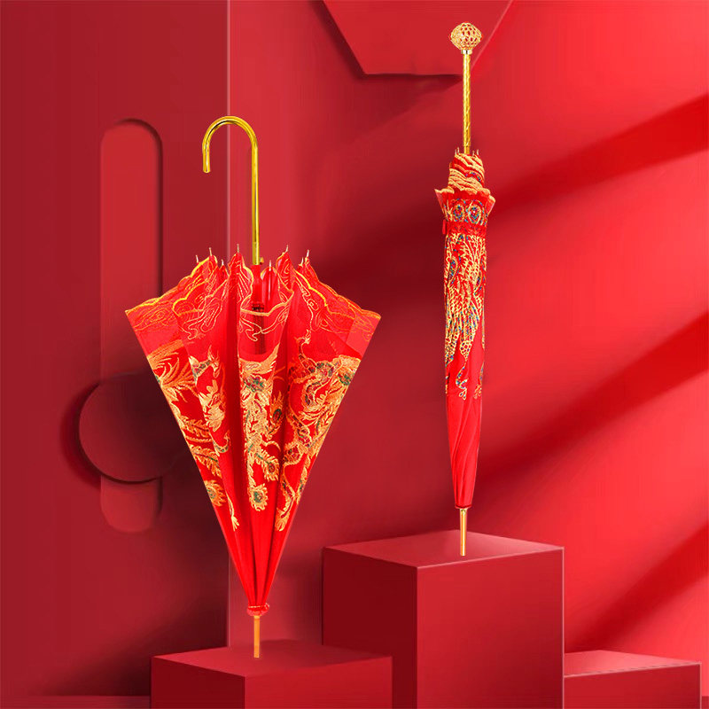 Wedding with a large red umbrella bridal lace umbrella Chinese wedding long handle umbrella female party to marry the bride umbrella of the ancient wedding umbrella