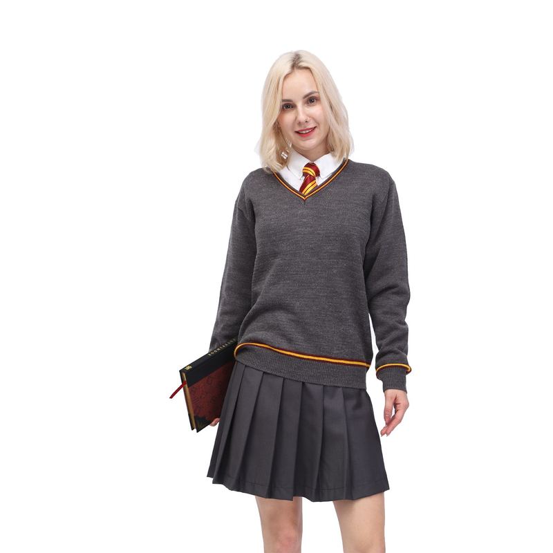 Lion Academy Harry Hermione Cosplay Snake Academy Vest Gray V-Neck Spring and Autumn Harry Cardigan Sweater Knitwear School Uniform