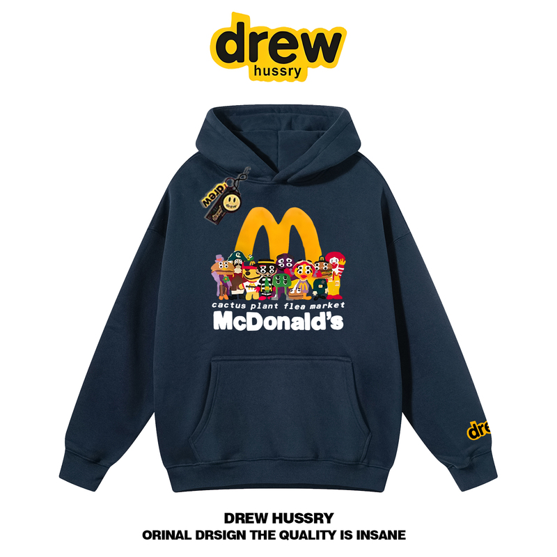 Drew American-Style Trendy Brand Mcdonald's Big m Cartoon Hoodie Unisex Casual Loose Autumn and Winter Sweatshirt Jacket ins