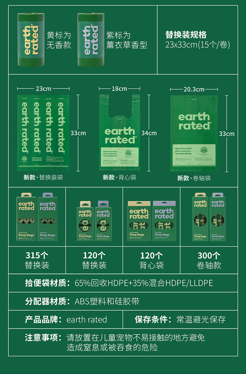 Контейнер для экскрементов животных 加拿大earth rated胶囊拾便器宠物狗狗便便袋宠物捡屎袋户外遛狗
