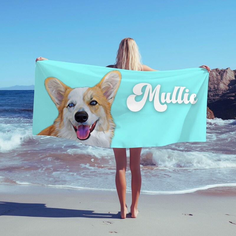 Customized Pet Photo Bath Towel Personalized Printed Beach Towel Student Vacation Gift Seaside Shawl Towel