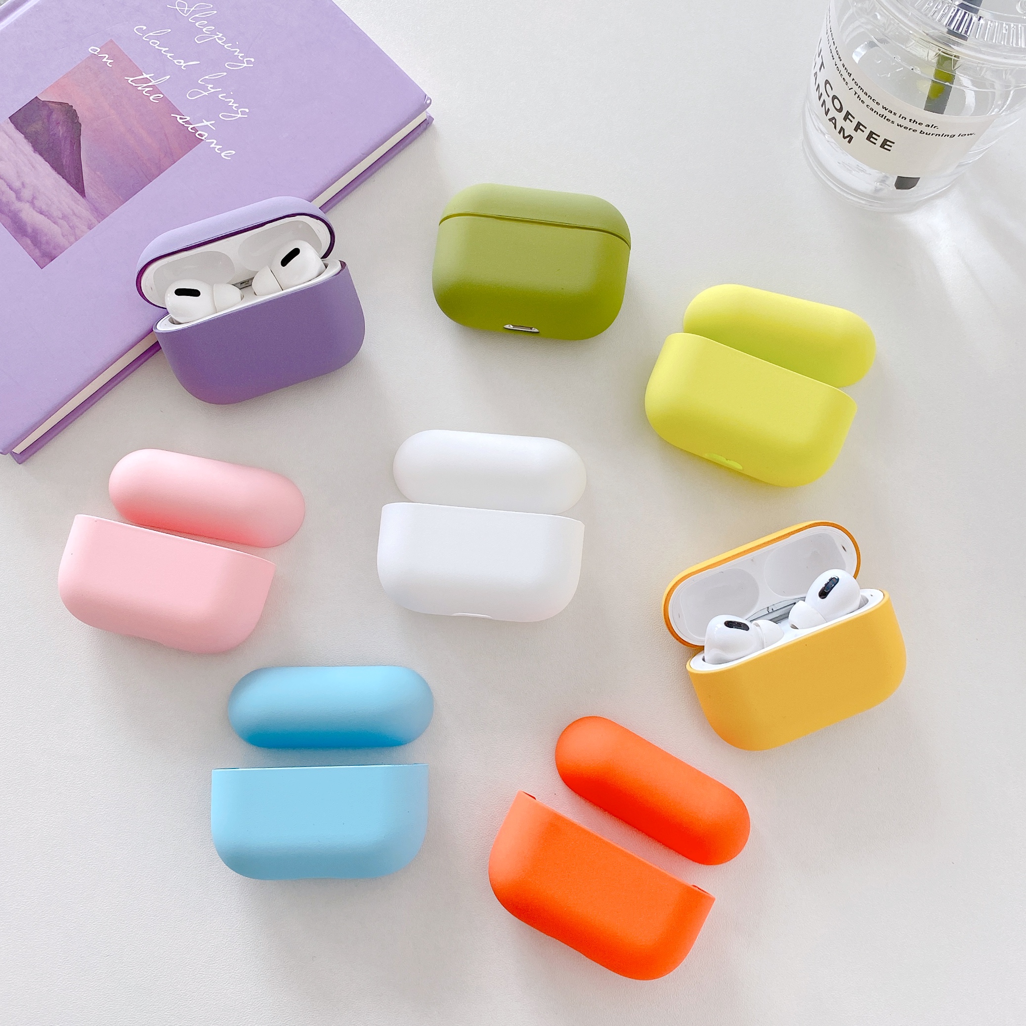 Asymptotic color wireless Bluetooth Airpods pro headphone protective shell anti-fall hard shell Airpods1 2 applicable cover 3