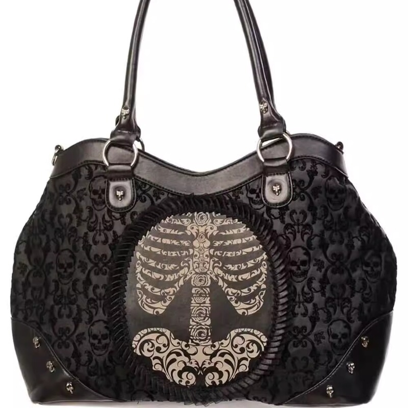 Stereoman European Banned Dark Gothic Lolita Retro Skeleton Single Shoulder Handbag Crossbody Tote Bag