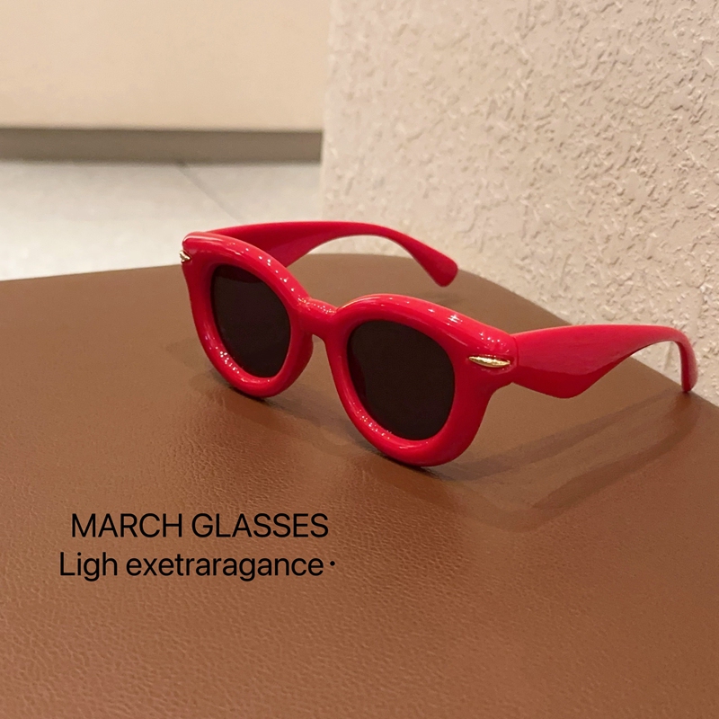 Sunglasses Similar to Those Worn by Yang Mi at the Paris Fashion Week, Red Round Sunglasses, Cute Sun Protection, Uv Protection Frame, Trendy
