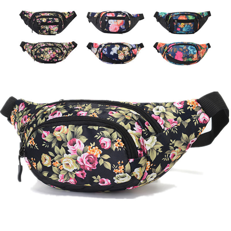 Middle-Aged and Elderly Women, Grandma, Elderly, Grandma-In-Law, Fashionable, Lightweight Printed Fabric, Small Floral Waist Bag, Mobile Phone Travel Chest Bag