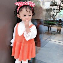 Baby suspender skirt pure cotton girl princess skirt knitted Korean version baby dress suspender skirt thin spring childrens autumn