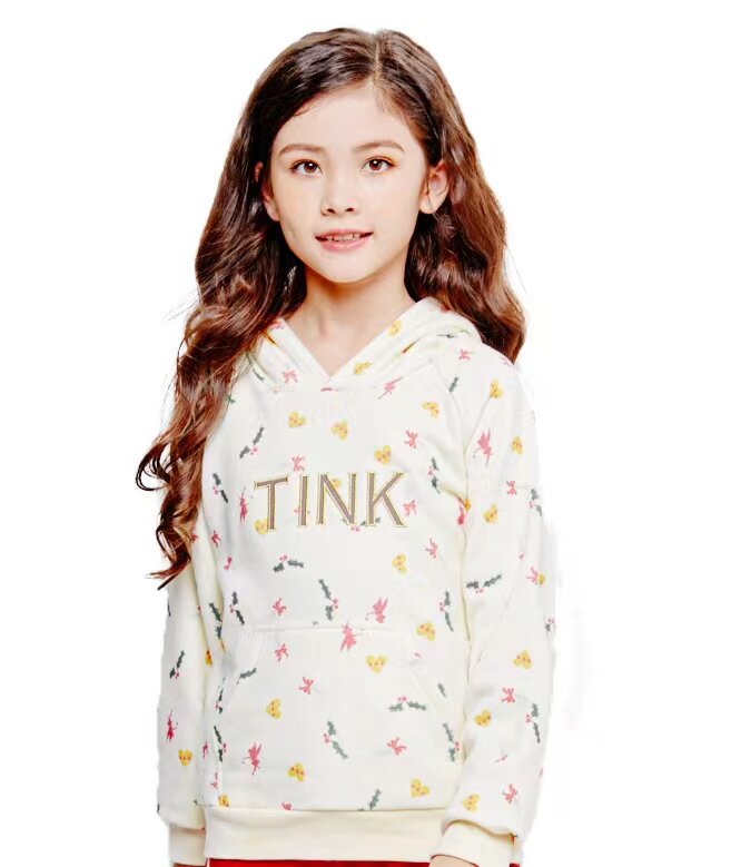 Disney Wonderful Fairy Spring Autumn Girls Cartoon Anime White Printed Sweatshirt Hoodie