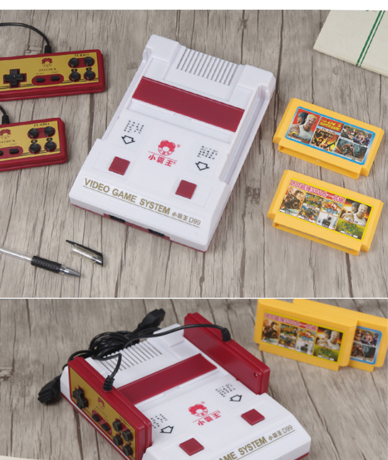 Máy trò chơi bắt nạt D99 trò chơi video truyền hình gia đình 8 bit FC cắm thẻ vàng đôi tay cầm máy màu đỏ và trắng cổ điển hoài cổ tay cầm xbox one x