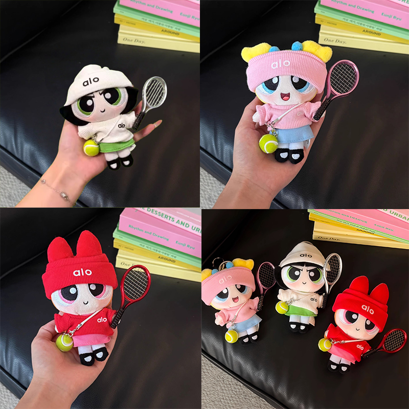 Authentic Powerpuff Girls Tennis Set Plush Doll Keychain Gift for Best Friend Authentic Powerpuff Girls Tennis Set Plush Doll Keychain Gift for Best Friend
