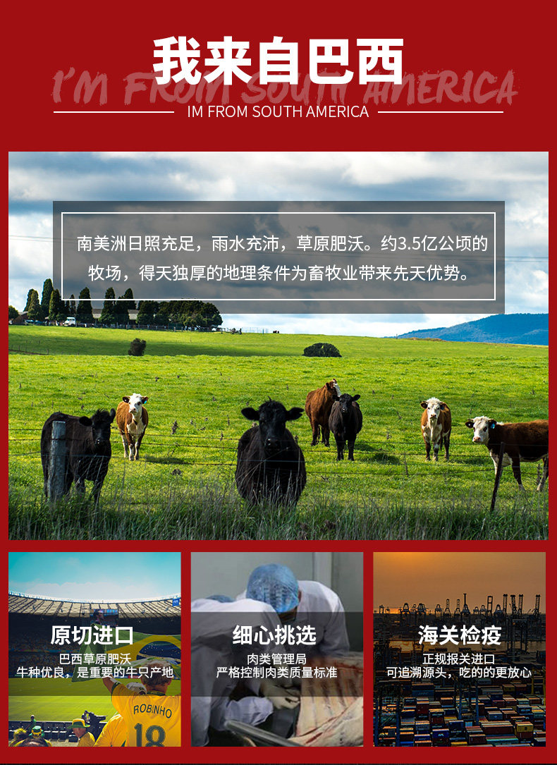 维锦记 巴西原装进口 原切牛排套餐 150g*8片 原切0添加0腌制 图4
