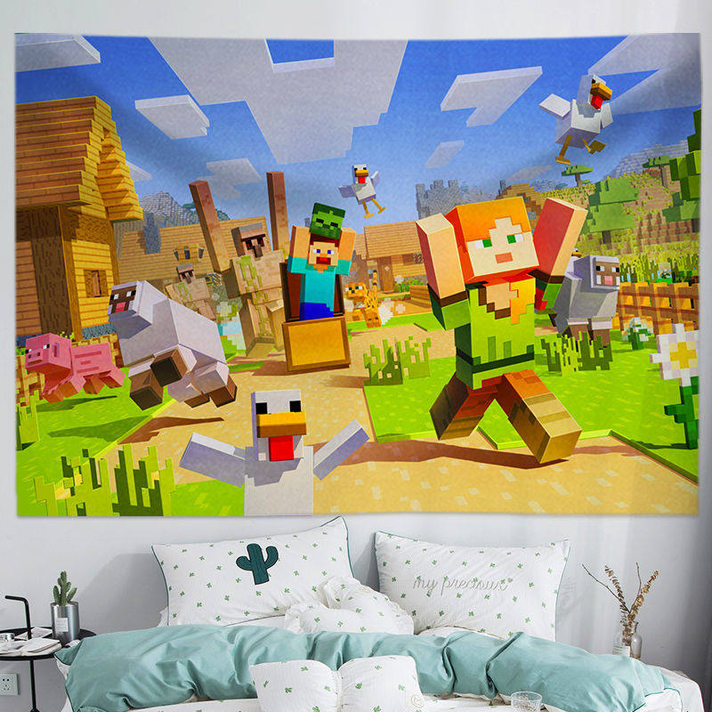 MC我的世界Minecraft周边卧室宿舍装饰画背景布墙布海报挂毯挂布
