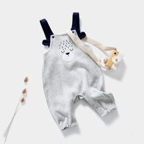 Spring and autumn new childrens suspenders mens and womens baby suspenders pure cotton childrens pants baby open jumpsuit