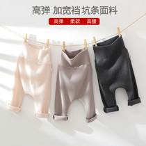 Spring and autumn baby high waist pants belly protection winter men and women baby pants plus velvet warm elastic large PP bottoming trousers