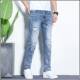 2021 Summer Thin Ripped Jeans Men's Slim Elastic Style Korean trendy and versatile students Casual Pants