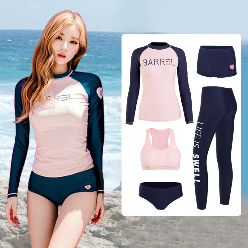 Swimsuit Female Belly Button Slim Spa Conservative Sexual Sensation Speed Dry Swimsuit Long Sleeve Sunscreen Five Suits South Korea Ins Wind