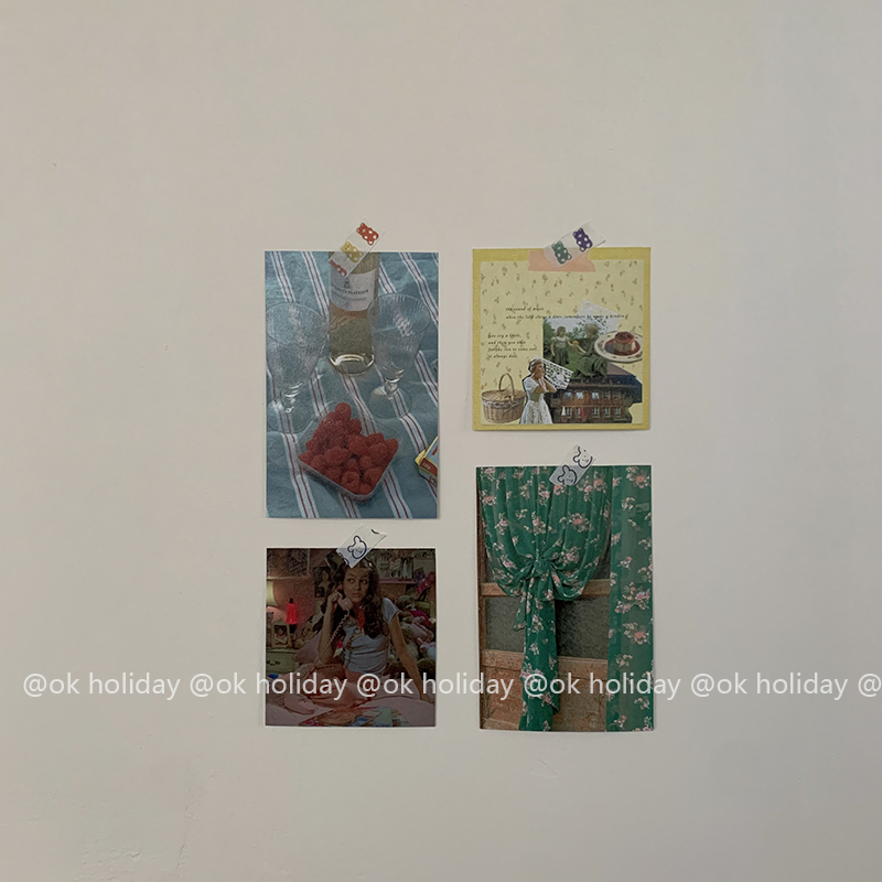 Korean style ins retro wall decoration posing small card girls' dormitory coffee shop sticker homestay