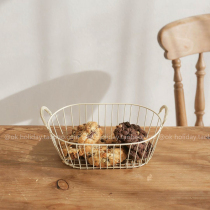 Exit Korea INS NORDIC WIND RETRO ANCIENT IRON ART WATER FRUIT BASKET Snack Tray Mini Tea Table Hollowed-out Containing Basket