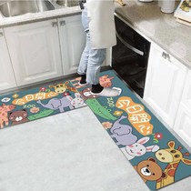 Cartoon Animals Long Kitchen Mat Gateway Door Carpet Anti-Slide Mat Suction Foot Oil-resistant