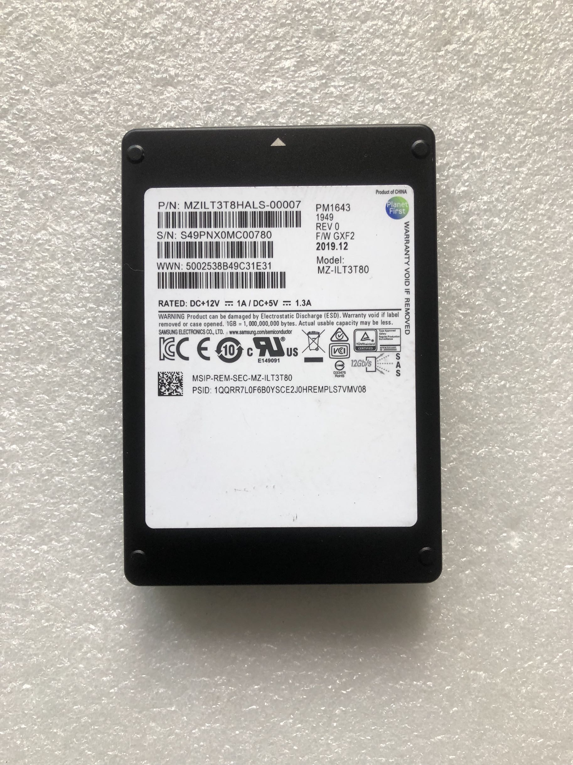 Samsung solid-state disc 3 84TB SAS 12Gb MZ-ILT3T80 P N:MZILT3T8HALS-00007