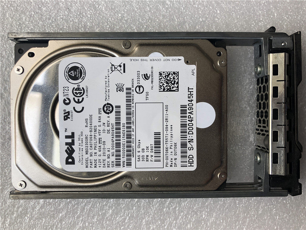 Dell 300G 6GB 10K 2.5-inch SAS Server Hard Drive U706K MBD2300RC with Disk Rack