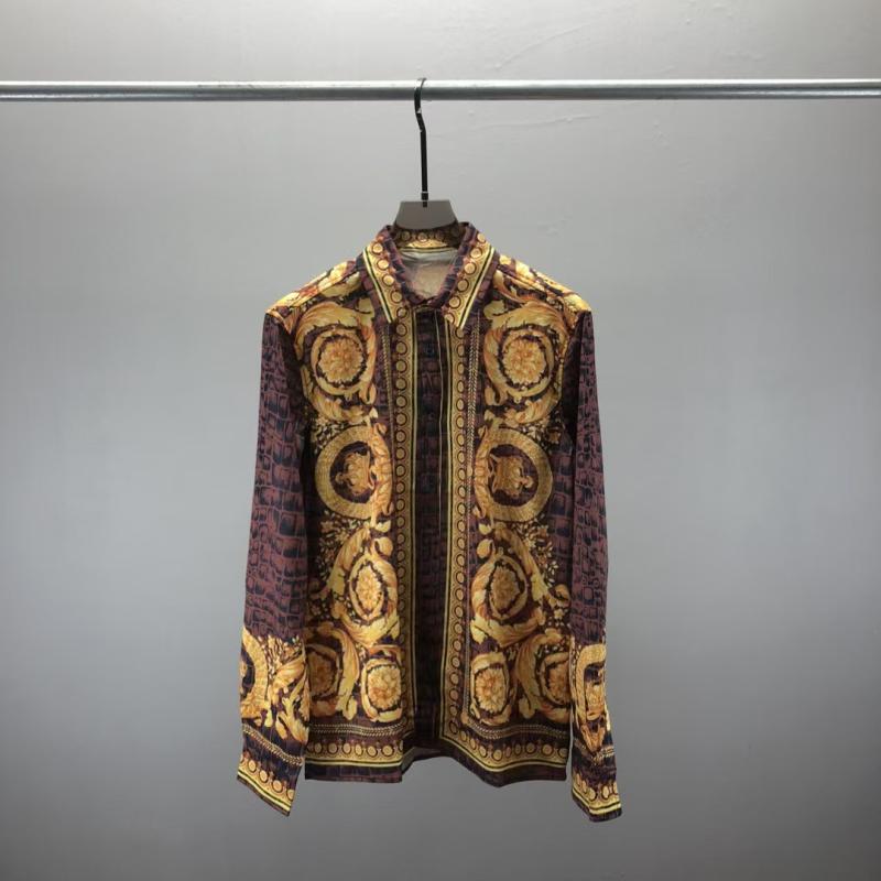 Spring and Autumn All-Season Men's Youth Large Size Fashion Casual Digital Print Trendy Long-Sleeved Floral Shirt Men's Loose Fit