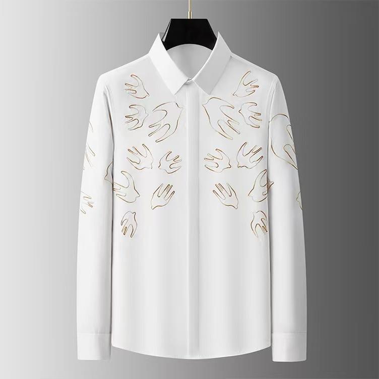 European and American Trendy Brand Autumn and Winter Palace Style Crown Business Casual Slim Long-Sleeved Shirt Men's Classy Anti-Wrinkle No-Iron Shirt European and American Trendy Brand Autumn and Winter Palace Style Crown Business Casual Slim Long-Sleeved Shirt Men's Classy Anti-Wrinkle No-Iron Shirt