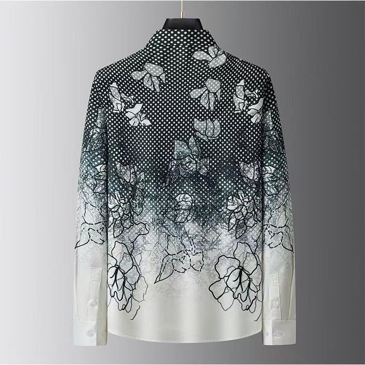 European and American Trendy Brand Autumn and Winter Palace-Style Crown Business Casual Slim-Fit Long-Sleeve Shirt for Men, High-End Wrinkle-Resistant and Non-Iron Shirt