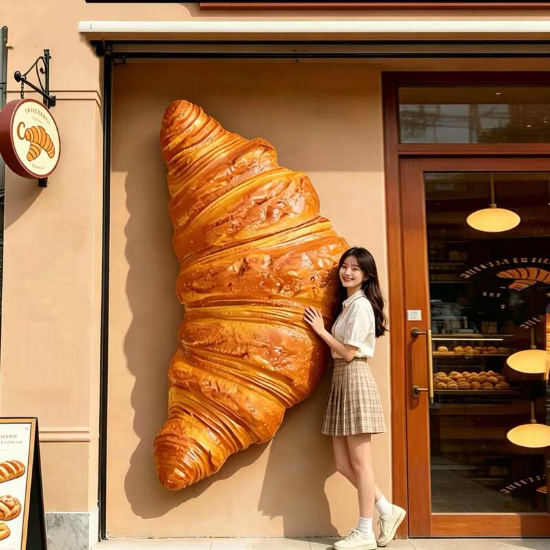 Door-Mounted Croissant-Shaped Wall Decoration for Photo-Taking, Bakery Donut Shop Decoration, Simulated Bread Luminous Light Box Door-Mounted Croissant-Shaped Wall Decoration for Photo-Taking, Bakery Donut Shop Decoration, Simulated Bread Luminous Light Box