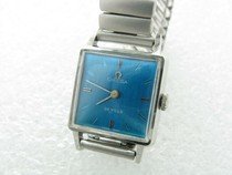 1963 Blue Plate Heart of the Sea Square Omega Hand Roll Antique Womens Watch 620